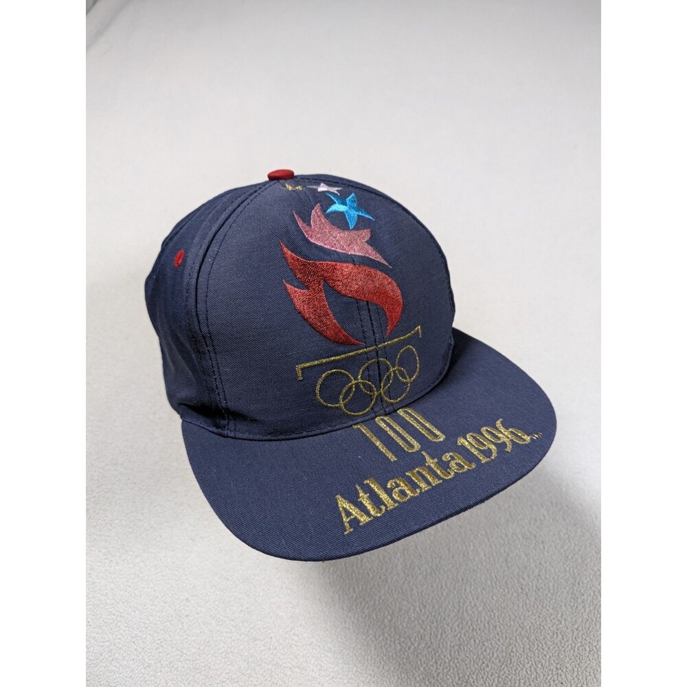 Vintage 1996 Atlanta Olympics Logo 7 Olympic Torch Big Logo Snapback Cap Hat